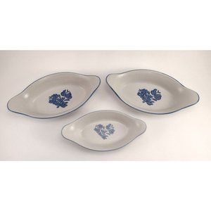 Pfaltzgraff Yorktowne Oval Tabbed Augratin Casserole Serving Dish Blue Stoneware